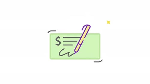 Animated Check Signing Flat Design Icon