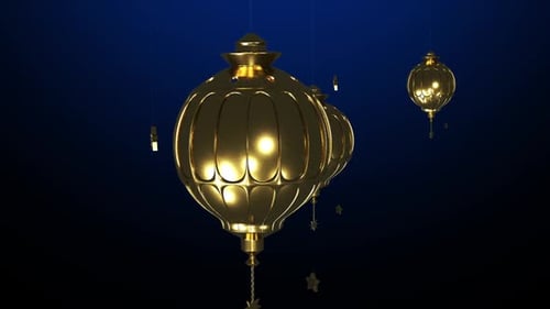 Animated Golden Ramadan and Eid Lanterns Background
