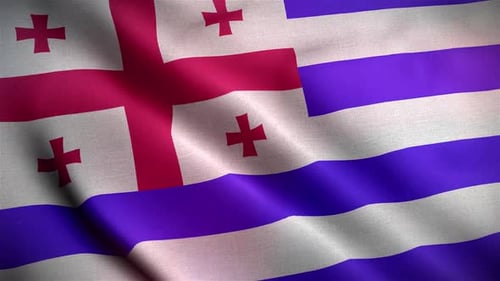 Waving Combined Flag of Adjara and Georgia