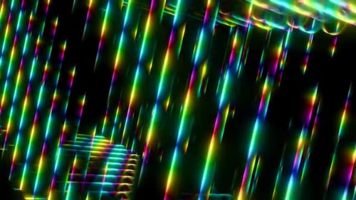 Motifs lumineux colorés et énergiques scintillant dans un espace sombre pour VJ Loops