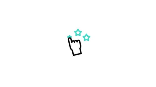 Minimalist Hand Icon Pointing with Stars Rating Animation