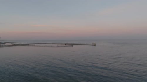 Blyth Lighthouse and Harbour at Twilight