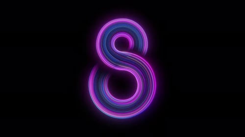 Animated Neon Number 8 Loop