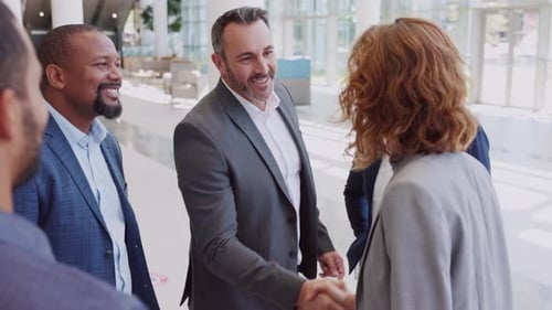 Mature African Businessman Shaking Hands With Businesswoman In Modern Office. Successful African ...