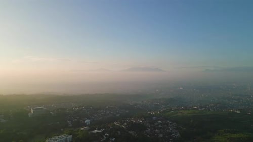 Sunrise Over the City Aerial View
