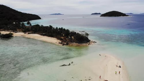 Aerial view of tropical beach on the Bulog Dos Island, Philippines. Beautiful tropical island with s