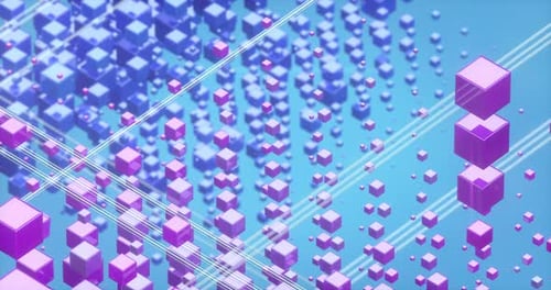 Animation of Colorful Rows of Cubes Floating in Space In