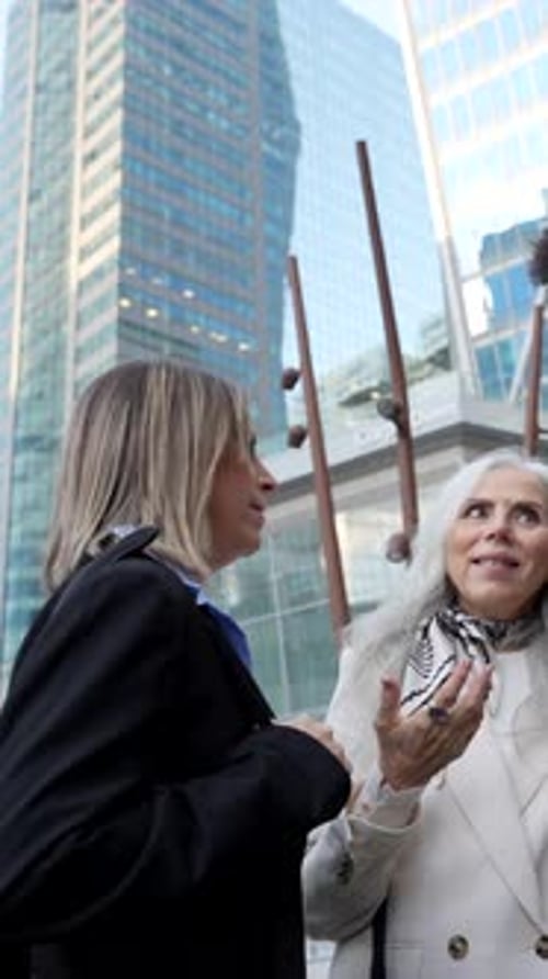 Diverse Business Team Having an Animated Conversation Outdoors