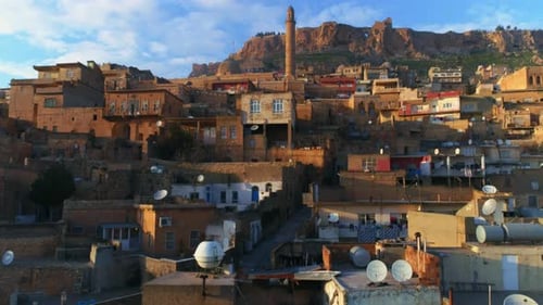 Aerial view of Mardin Turkey 4K
drone flies near the houses.