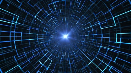 Futuristic Digital Grid Tunnel Loop Background
