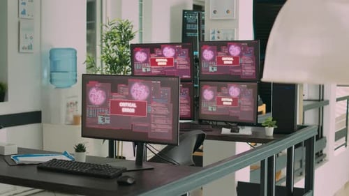Office Monitors Displaying a Critical Error Message
