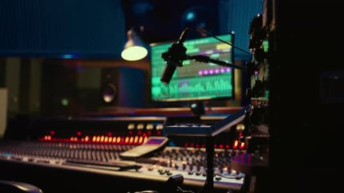 Music Recording Studio Control Room with Pre Amp Knobs Used for Volume Level