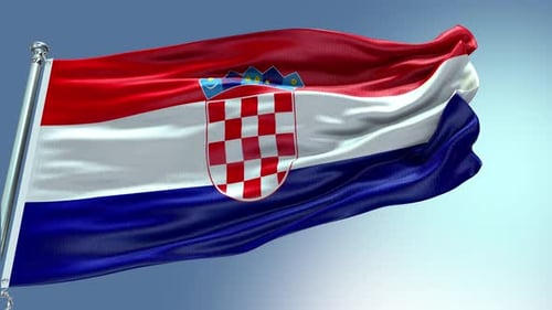 Realistic Waving Croatia Flag Animation with Blue Sky Background
