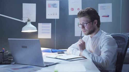 Male night office worker.