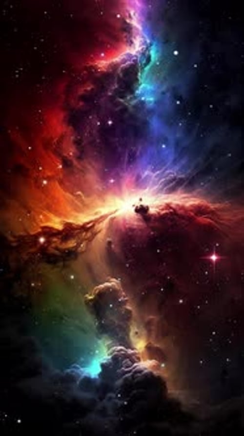 Vertical Space Nebula Animation with Colorful Abstract Glow
