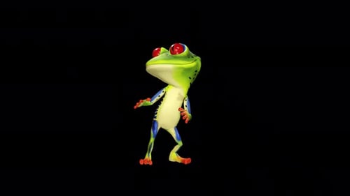 Funny 3D Cartoon Frog Character Performing Dance Moves