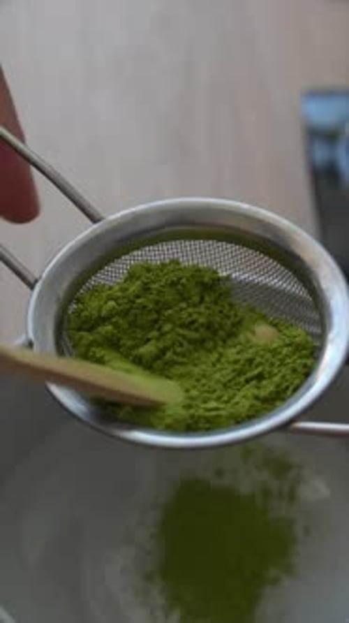 Preparing Matcha Sifting Green Powder for a Perfect and Delicious Brew Experience