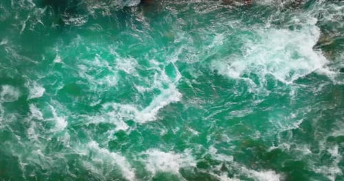 Top Down View of Fast Moving Mountain River Canada