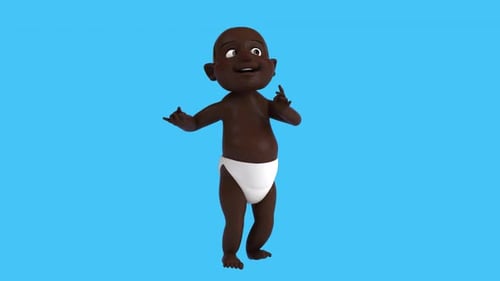Fun 3D cartoon baby dancing (with alpha channel included)