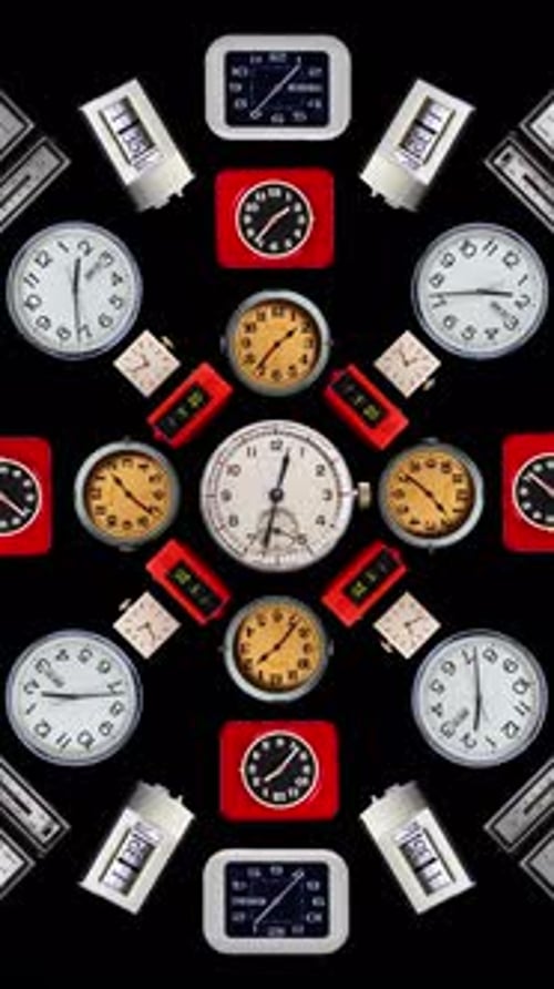 Vintage Clocks Pattern in Vertical