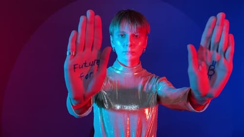 Future for bitcoin sign, cryptocurrency financial future concept