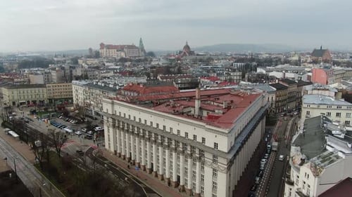 Atmospheric View of Krakow's Historic Architecture and Wawel Castle in Poland.