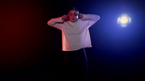 Actress or Dancer Performing Alone on Stage of Modern Theater Hobby and Art Portrait of Emotional