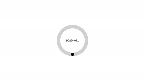 animation White circle with a black dot and the word loading.