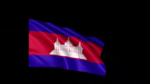 Waving Cambodia Flag Seamless Loop Animation