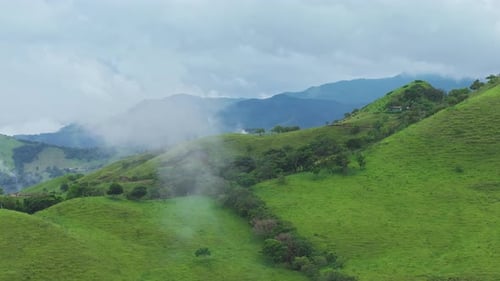 Lush Green Hills and Mountains Aerial Landscape