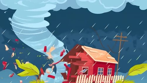Tornado zerstört Haus - Naturkatastrophe - Gewitter - Schlechtes Wetter - Powerful Twister