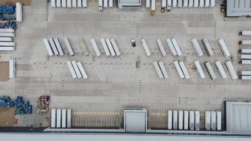 Aerial View of Busy Distribution Center