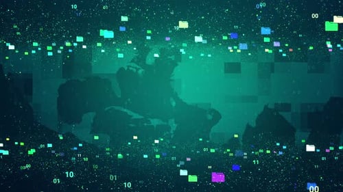 Global Digital Data Network Flow with Folder Icons