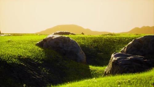Vallée de montagne pendant le lever du soleil
