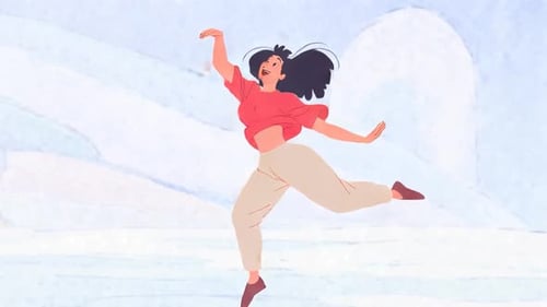 Happy Woman Dancing & Jumping Joyfully, Freedom, Confidence, Positivity, Cartoon Animations