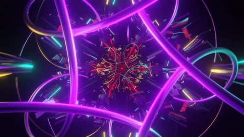 Neon Futuristic Geometric Kaleidoscope Loop Animation