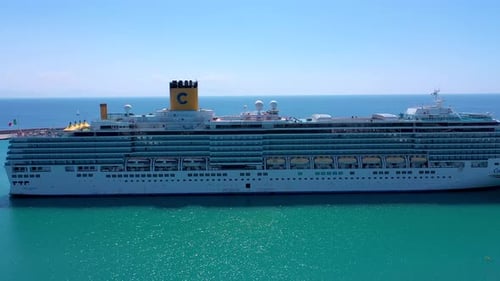 Mega cruise ship Full view by Drone