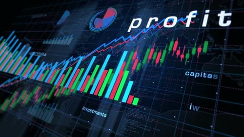 Animated Business Financial Data and Growth Charts Display