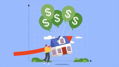 increase in home values, increase in real estate prices 4k animation
