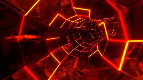 Red And Orange Neon Abstract Cyberspace Background Vj Loop In 4K