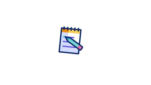 Animated Flat Design Notepad Icon with Pencil Writing