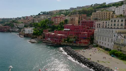 Aerial Slide and Pan Footage of Beautiful Luxury Palaces on Sea Coast in Tourist Destination