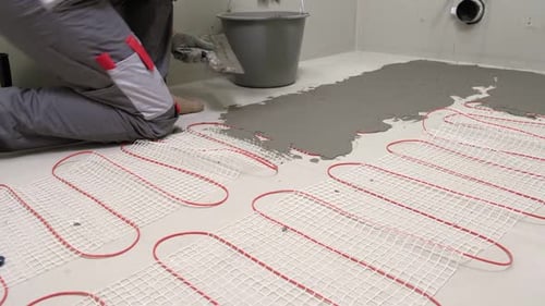 Electric Heating Mat Installing in the Tile Adhesive Underfloor Dual Core Fiberglass Mesh Mat Warm