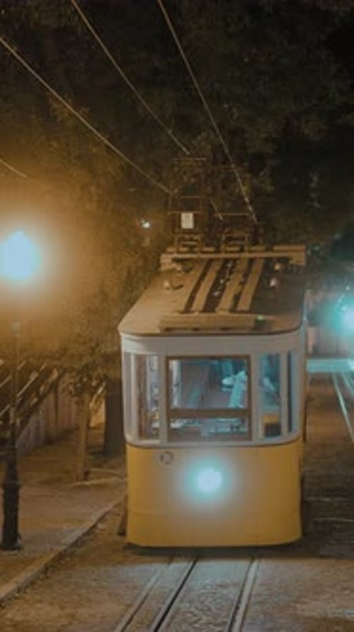 Lisbon Yellow Tram Night