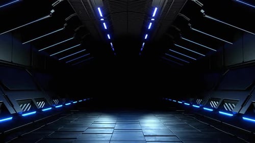 Futuristic Sci-Fi Corridor with Blue LED Lights