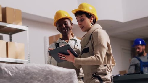 Multiethnic Team of Women Checking Stock of Goods