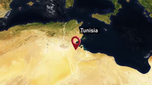 Tunisia Country Zoom from Space