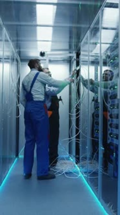 Two Men Working in a Data Center