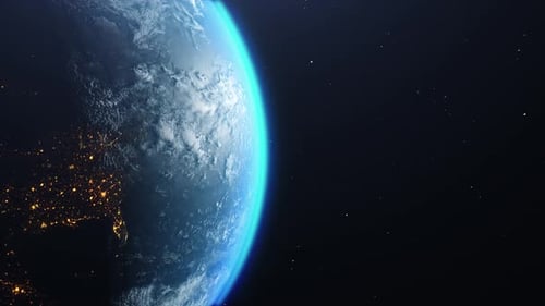 Realistic Planet Earth Rotating in Deep Space with City Lights