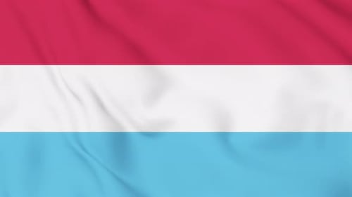 Waving National Flag of Luxembourg on White Background